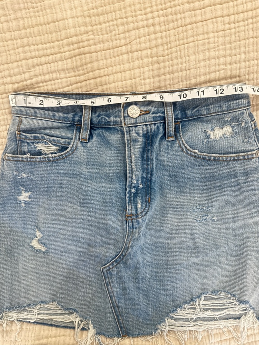 Frame Le High 'N' Tight Distressed Denim Mini Skirt Legacy Baines Size 26 - Picture 9 of 9